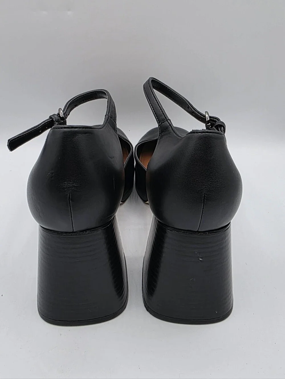 New Women's Faux Patent Leather Ankle Strap Platform Pump Chunky Block High Heel